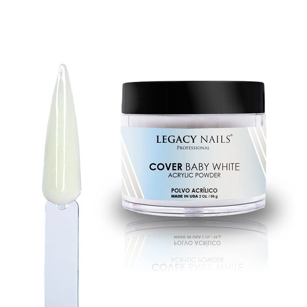 Legacy Nails Professional Cover BABY WHITE Acrylic Powder, 2 ounces - Ideal For French Nail Art, Create Nail Art, Nail Extension That Provide a Healthy, Natural Look To Nails