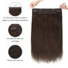 Sassina Invisible Wire Hair Extensions Real Human Hair with Transparent Wire Adjustable Size Secure Clips Natural Straight Secret Miracle Hairpiece, #2 Dark Brown 18 Inch 80 Gram