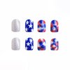 BABALAL 4th of July Press on Nails Short Square Fake Nails Glue ons Nails Star Bling Design Independence Day Acrylic Nails 24Pcs USA Squoval False Nails