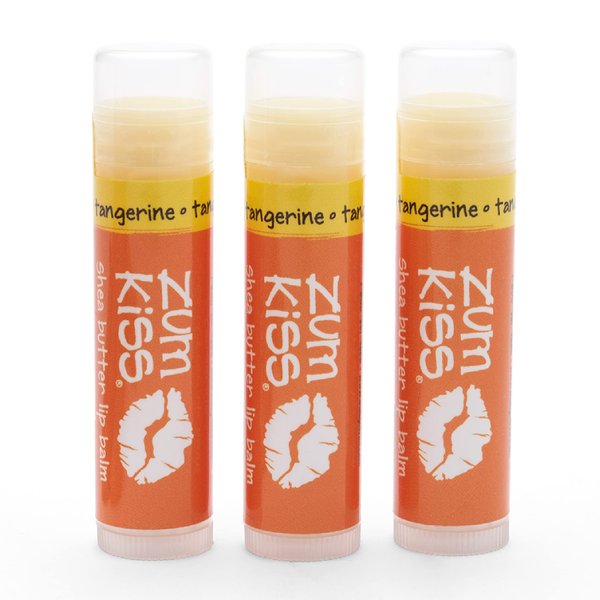 Zum Tangerine Kiss Stick (Pack of 3) with Certified Organic Sunflower Seed Oil, Beeswax, Shea Butter, Pure Essential Oils, Candelila Wax, Vitamin E and Honey, 0.15 oz