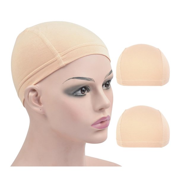 YTBYT 2 Pcs Wig Caps Bamboo Fiber Wig Cap Elastic Breathable Wigs Grip Cap Wig Liner Cap (Beige)