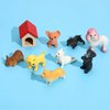 ONEST 9 Pieces Mini Dog Figurines Playset Dog House Hand Painted Tiny Dogs Realistic Detailed Plastic Puppy Figures Toys for Kids Adults