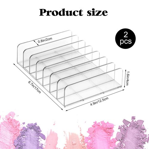 Makeup Palette Organizer2 Pack Acrylic Eyeshadow Palette Pallet,6.7x4.9x1.6 in 7 Sectons BPA-Free Make Up Blush,Contour Storage Holder Cosmetic Eye Shadow Display Stand Clear Rack Vanity Holder(Clear)