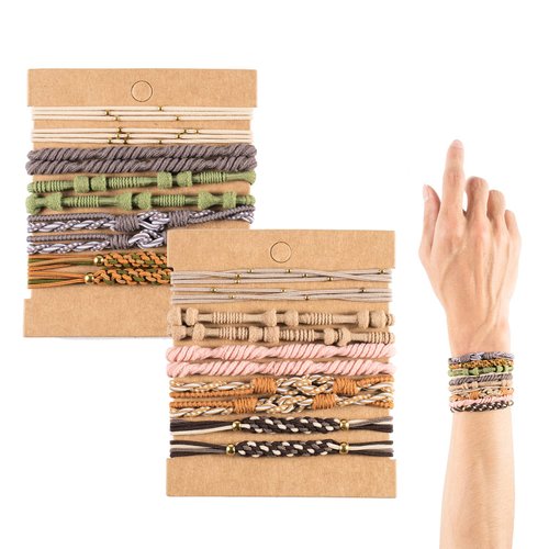 Boho Hair Tie Bracelets 20 Pcs, Braided Hair Ties for Women Ponytail Holders Wrist Decor Handmade Mix Elastic Hair Bands for Thick Hair/Pony Tails(20Pcs-A)