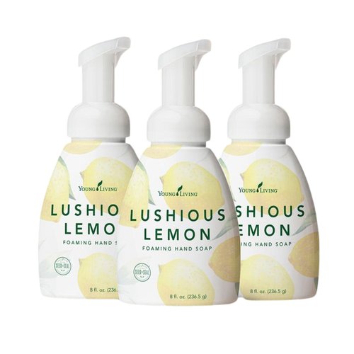 Young Living - Lushious Lemon Foaming Hand Soap 8 fl oz, 3-Pack | Citrusy-Scented Soft Hand Wash | Plant-Based Cleanser with Aloe & Gingko Biloba Moisturizing Formula