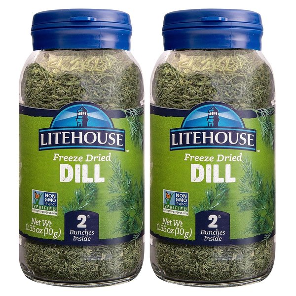 Litehouse Freeze Dried Dill - Substitute for Fresh Dill, Jar Equal to 2 Dill Fresh Bunches, Organic, Dill Weed Seasoning, Non-GMO, Gluten-Free - 0.35 Ounce 2-Pack