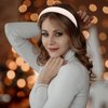 Amariver White Velvet Headbands for Women Sparkle Rhinestone Headband Padded Head Bands Fashion Crystal Hairband Soft Headband Stylish Hair Accessories for Women Girls