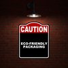 ECO-FRIENDLY PACKAGING Caution Red Black Aluminum Composite Sign 8.5 x 10 inches