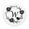 Cell Phone Pop Out Holder,Black and White Floral Letter W PopSockets Grip and Stand for Phones and Tablets