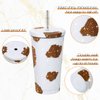 Studded Bling Diamond Tumbler Glitter Water Bottle with Lid Stainless Steel Vacuum Thermal Straw Tumbler Rhinestone Tumbler with 1 Pcs Cup Brush 6 Pcs Straw Brushes for Women (16.9 oz, Cow)