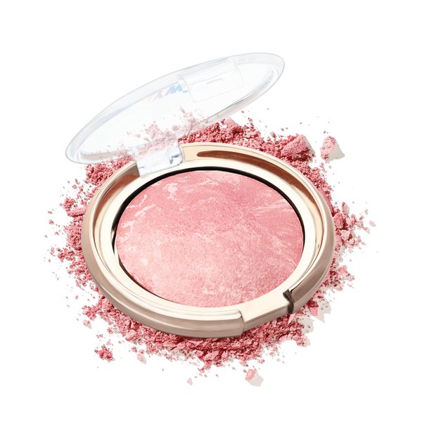 Baked Blush-Brighten Lighting Glow Marbleized Blush Powder Palette, Cruelty-Free Powder Blush, Eyeshadow & Highlight for a Lightweight Shimmery Satin Face Makeup, Gift for Women (0.49Ounce)-01#Peachy