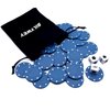 Annietfr Bilywey Upgrade Left Right Center Dice Game Set with 3 Dices + 30pcs 4cm Blue Poker Chips + Black Storage Carry Tin -Blue
