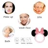 JIAHANG Mouse Ears Facial Spa Headbands, Coral Fleece Wash Face Hair Band, Velvet Bow Shower Hair Band for Girls Women Make up Hair Accessories