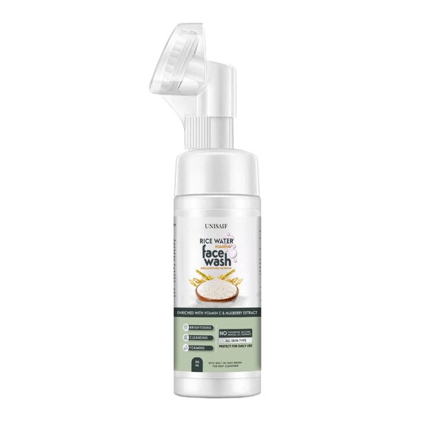Unisaif Rice Water Face Wash – Rice Water Bright Foaming Cleanser for Women and Men’s Skin Lightening | Foaming | Brightening| Cleansing Facewash for Dry Skin 150ml