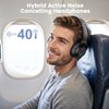 Riibox Y7Pro Hybrid Active Noise Canceling Headphones, 40 Hours Playtime,Hi-Res Audio Wireless Over-Ear Bluetooth Headphones for Home Travel Office Meetings Deep Bass - Black