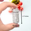 Yuchew Bling Pill Case Pill Container Rhinestone Pill Box Portable Waterproof Pocket Pill Holder Storage Bottle with Keychain for Travel, Outdoor, Camping (Silver)