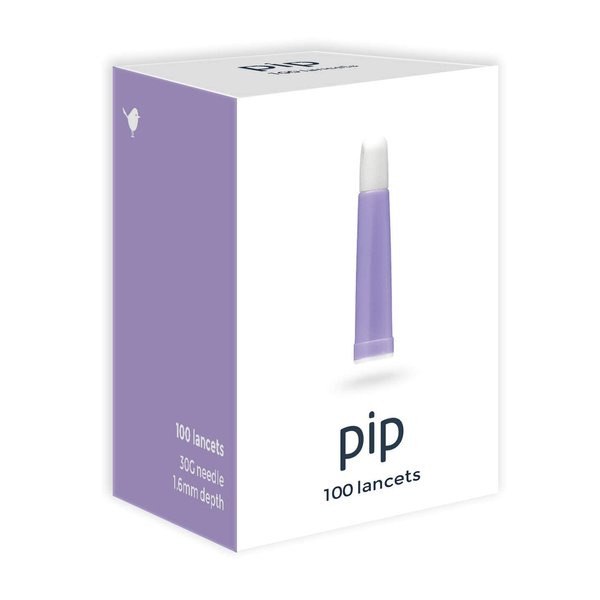 Pip 100 Lancets | All-in-One 30G-1.6mm Diabetes Safety Lancets | Sensitive Fingerstick Testing for Blood Sugar & Ketone Monitors