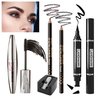 Wismee Mascara Eye Liner Eye Makeup Set Waterproof Liquid Eye Liner Stamp Mascara Black volume and length Eyelash Quick Drying Long Lasting Eye liner Pencil Cosmetic Kit with Sharpener for Women Girls