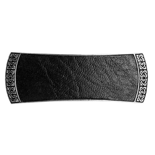 Celtic Leather Hair Clip, Hand Crafted Metal and Leather Barrette Made in the USA with a Medium 70mm Clip by Oberon Design, 3 Colors, Black