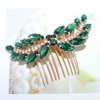 Sppry Rhinestone Hair Comb - Sparkly Hair Accessory for Bridal Women in Wedding Party(Green-Gold)