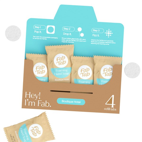 FABTAB Foaming Hand Soap Kit - Natural Hand Soap - Bathroom Hand Wash - Plant-Based - No Harsh Chemicals - Boutique Hotel scent - 4 Pack. Makes 4 x 11.9 fl oz (Bottle Not Included)