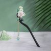 Exquisite Wood Hair Stick Hairpin White and Green Flowers Updo Hair Comb Retro Tassel Pendant Accessories Chinese Hair Chopsticks MGPFERD