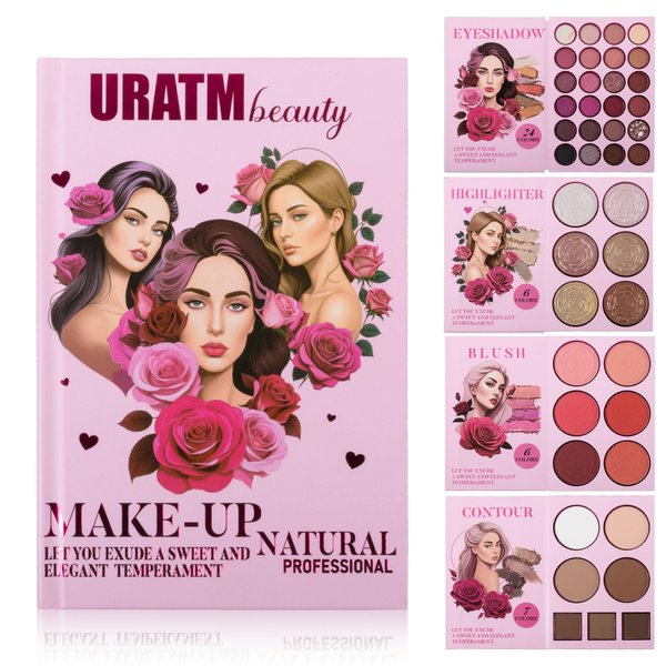 Narsen 4-Layer Book-Style Foldable Makeup Palette Set | Portable & Long-Lasting | Contour Blush Highlight Eyeshadow, Professional 43 Shades, Suitable for Multiple Skin Tones & Makeup Looks, Gift Idea