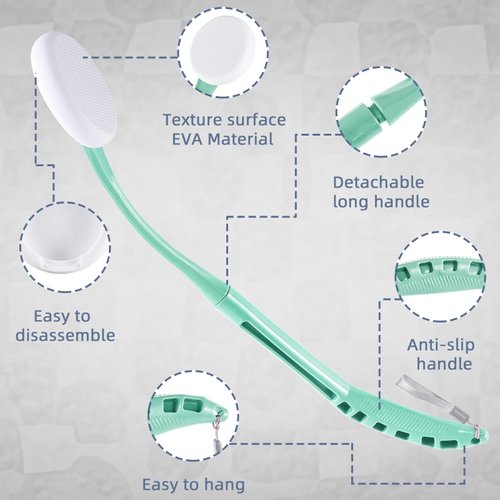 Lotion Applicator for Back, 20.5” Back Lotion Applicator, Back Lotion Applicators for Your Back, Easy Reach and Washable, Back Self Tanner Applicator（Cyan）