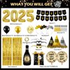 New Years Eve Party Supplies 2025-Happy New Years Decorations 2025 Kit-Party Favors Includes Hats, Banner, Glasses, Tiaras, Blowout, Balloons, Fringe Curtain Party Decor for Adults Kids