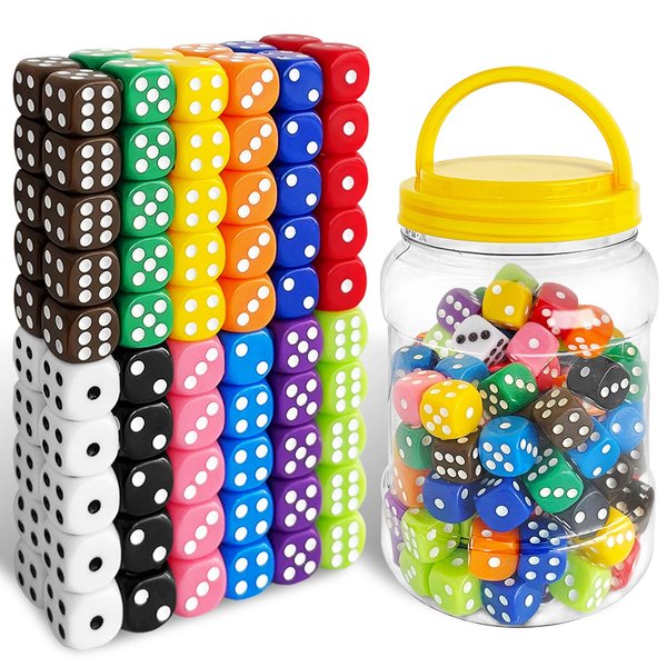 120 16mm 6 Sided Dice Set,Standard Game Dice Kids,Colored Dice with Storage Bucket Opaque for Board Games,Dice Games,Math Dice,Classroom,12 Colors