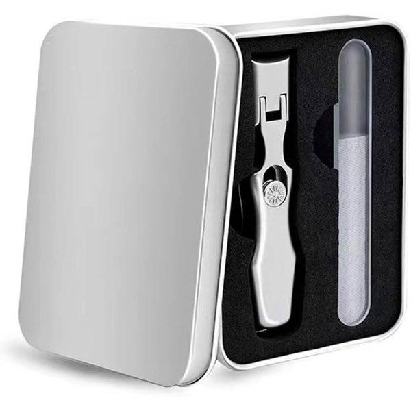 3 in 1 Nail Clippers Set with Glass Nail File for Thick Nail，【Anti Splash】【Ultra Sharp】【Wide Jaw】, Toenail Clippers for Men/Women/Senior/Gravida