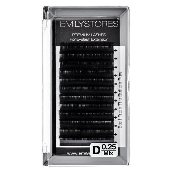 EMILYSTORES Eyelash Extensions 0.25mm Thickness D Curl Length Mixed 8-14mm Natural-Looking Individual Volume Eyelashes For Lash Extensions(0.25,D,Mixed 8-14mm)