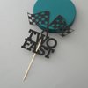 Two Fast Birthday Cake Topper - Race Car Theme 2nd Birthday Party Decoration, Boy Girl Second Birthday Flag Sign Supplies