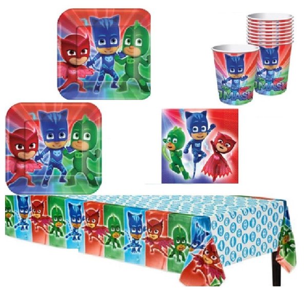 BirthdayExpress PJ Mask Party Supply Pack for 16 Guests, One Size