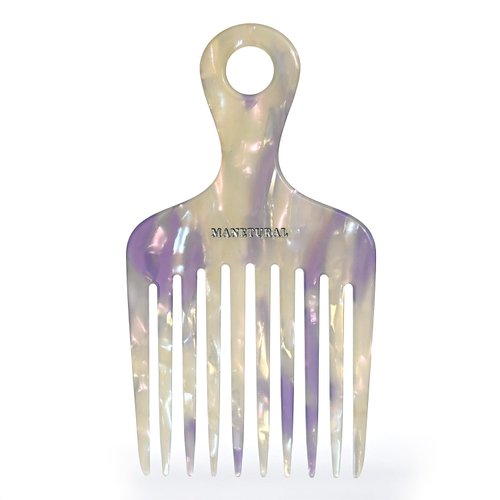 MANETURAL 14MX hair picks for women, hair picks for curly, wide tooth comb for curls, afro pick, Acetate comb 5.5 inches(14 cm) (White purple, 1 PACK)