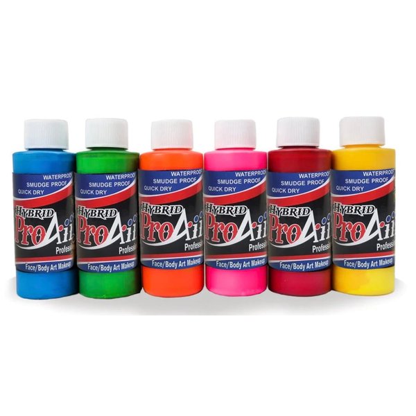 ProAiir Face and Body Painting Makeup - Set of 6 Atomic UV Colors - 1 oz (30ml)