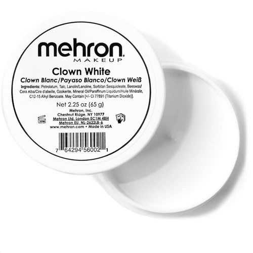 Mehron Makeup Clown White Professional Face Paint Cream Makeup | White Face Paint Makeup for Stage, Film, Cosplay, & Mime | Halloween Clown Makeup 2.25 oz (65g)