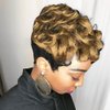 MELANNA Short Curly Wigs for Black Women Pixie Cut Wig Human Hair Short Blonde Pixie Wig Short Wigs Human Hair Natural Curly Short Human Hair Wigs Ombra 1b/27