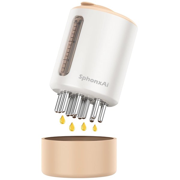 SphonxAi Hair Oil Applicator, Electric Scalp Comb with Red Light,15ml High Capacity,Hair Growth Serum&Liquid Applicator,Not Suitable for high-Concentration or relatively Viscous Oils & Liquids (White)