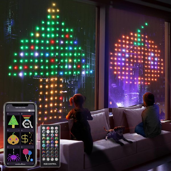 Avatar Controls Curtain Lights Year Round Lights, Programmable & Music-Sync Animated LED Curtain String Lights, 400 LED 6.2ft RGB Fairy Light APP Remote Control for Bedroom Wall Backdrop Yard Decor