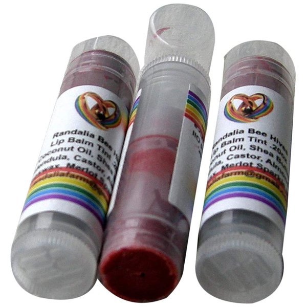 Set of 3 Lip Balm Tint, Merlot Sparkle, Randalia Bee Hives