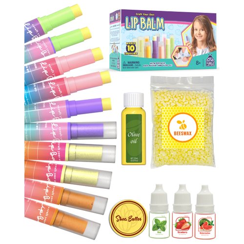 PURPLE LADYBUG Lip Balm Making Kit for Girls with Natural Ingredients - Cool Birthday Gifts for 10 Year Old Girl, 8 9 10 Year Old Girl Gift Ideas - Skin Care for Kids 8-9 & Up