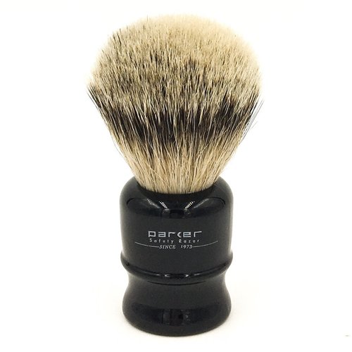 Parker Safety Razor,100% Silvertip Travel Shave Brush with Case, Black - Also Great for Everyday Use!