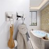 Flybath Coat Hook SUS 304 Stainless Steel Square Towel Robe Hooks Wall Mounted Self Adhesive (No Drilling), Brushed Finish - 2 Pack