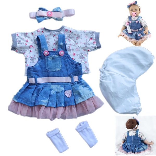 ZIYIUI Reborn Baby Doll Clothes 5pcs Set Outfit Accessories for 17-22 Inch Newborn Baby Doll Girl