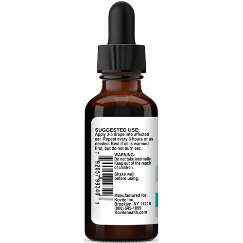 Kovite Kid"s Ear Clear Oil - Natural Ear Drops with Garlic- Mullein & Arnica - 1 fl oz.