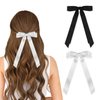 Wironoat Ribbon Hair Clips for Women Cute Soft Silkly Satin Hair Bows Hair Clip Accessories 2Pcs Black White-S