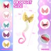 6 Pcs Hair Clips for Girls, Bow Curly Pink Gradient Hair Extensions for Kids, Little Girl Hairpieces for Party Ponytails Princess Dress Up