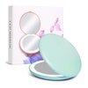 wobsion LED Lighted Travel Makeup Mirror, 1x/10x Magnification, Compact, Portable for Handbag, Purse, Pocket, 3.5 inch Illuminated, Folding, Handheld, 2-Sided , Round, Cyan