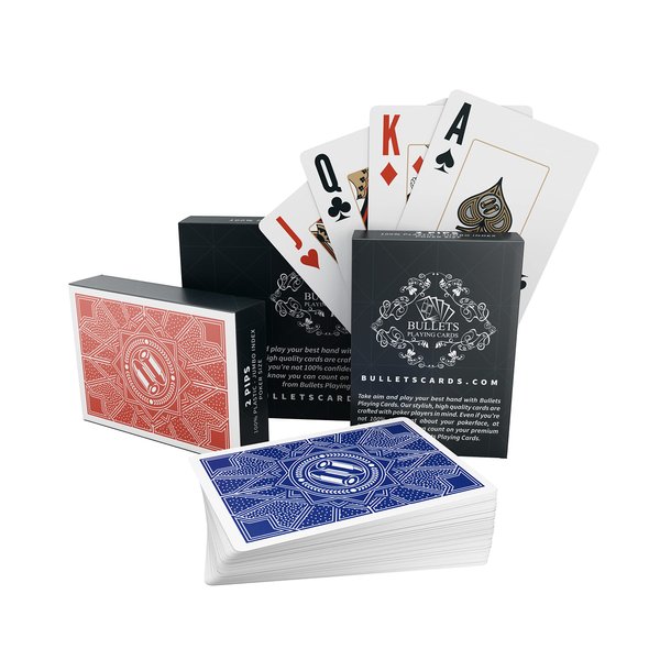 Bullets Playing Cards – Waterproof Plastic Playing Cards – Poker Size Double Pack with Paulie Design – Jumbo Index & Two Pips – Durable Professional Deck for Texas Holdem Poker – Includes Cut Card
